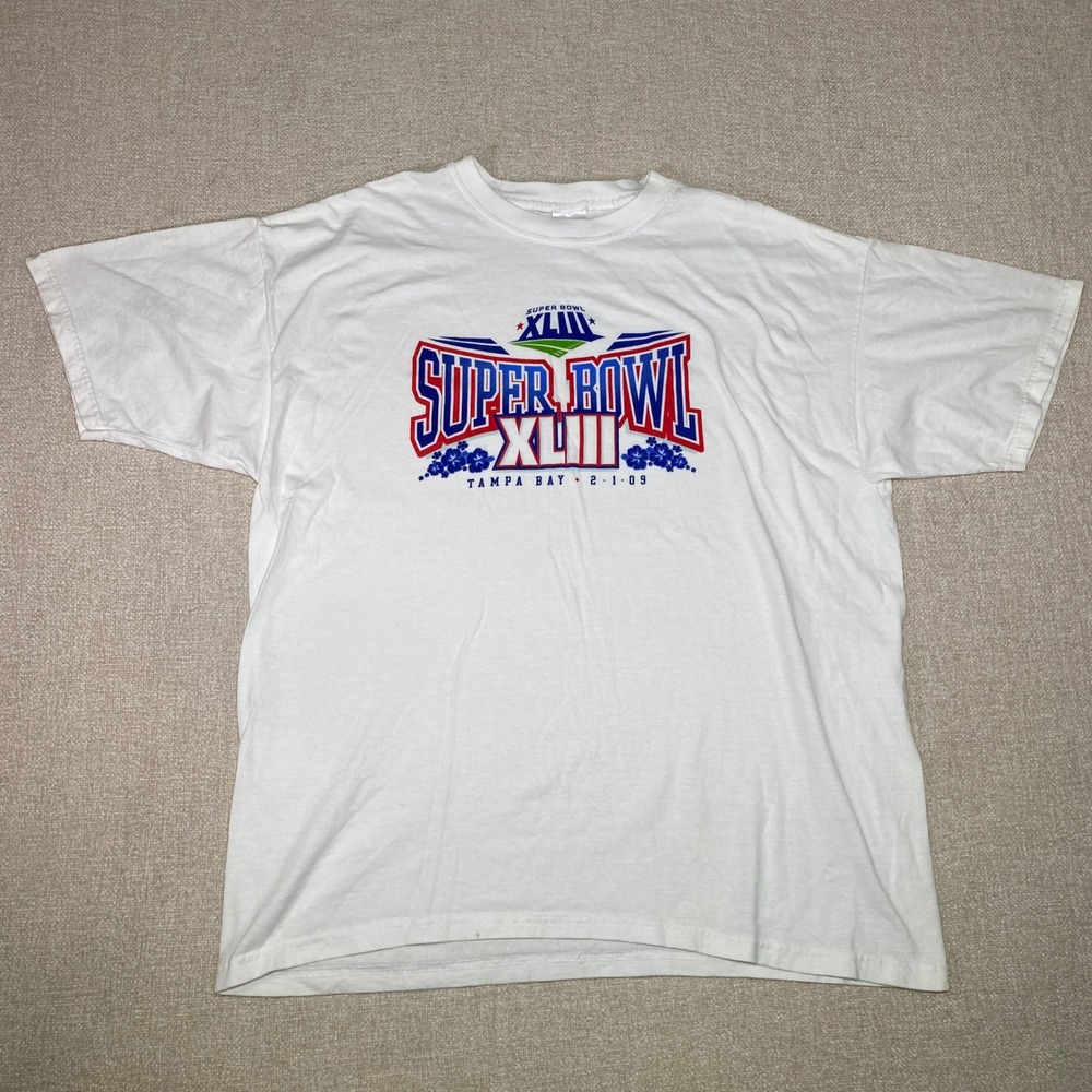 Super Bowl XLIII 2009 Tampa Bay NFL Football Graphic Tee Mens XL Gildan T-Shirt
